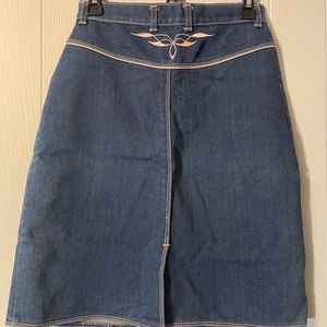 Vintage embroidered denim skirt